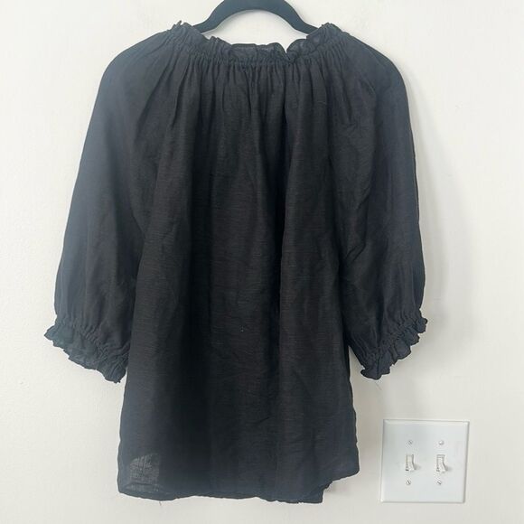 Antonio Melani Black Linen Blend Top L - Picture 4 of 7